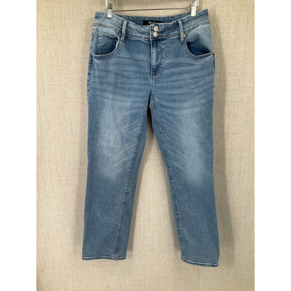 Hudson Jeans Women 10 Blue Straight Leg Flap Pocket Designer Classic Stretch